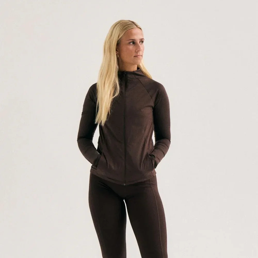Cuera Active Zip Cardigan (Dark Brown)